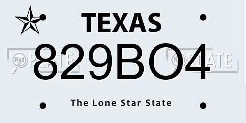 829BO4 Texas License Plate