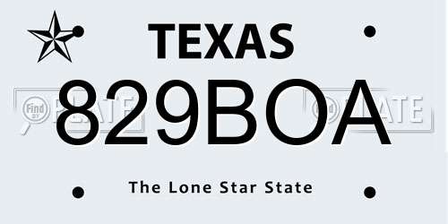 829BOA Texas License Plate