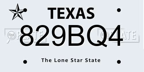 829BQ4 Texas License Plate
