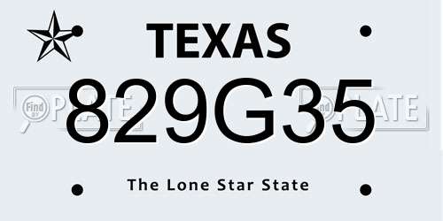 829G35 Texas License Plate