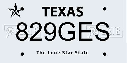 829GES Texas License Plate