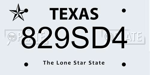 829SD4 Texas License Plate