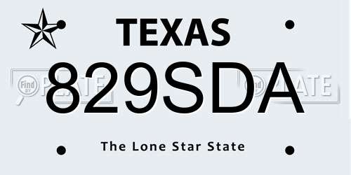 829SDA Texas License Plate