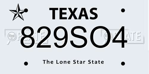 829SO4 Texas License Plate