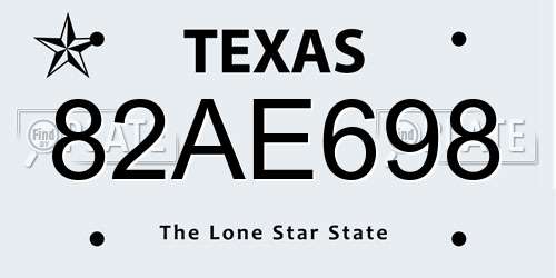 82AE698 Texas License Plate
