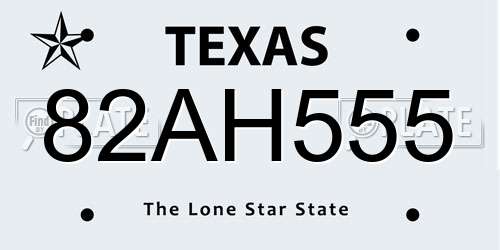 82AH555 Texas License Plate