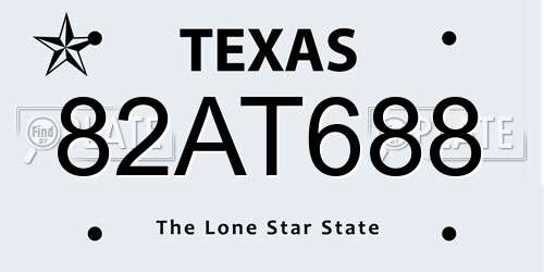 82AT688 Texas License Plate