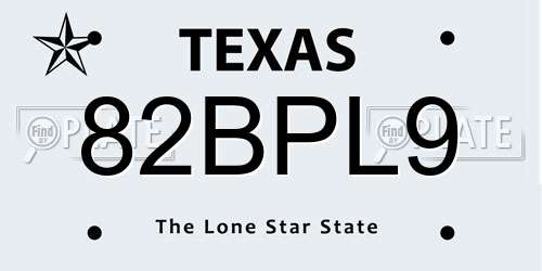 82BPL9 Texas License Plate