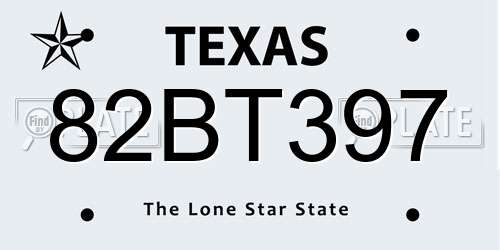 82BT397 Texas License Plate