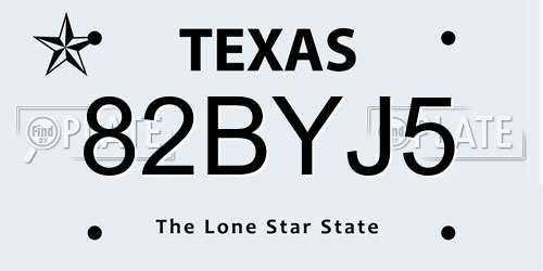 82BYJ5 Texas License Plate