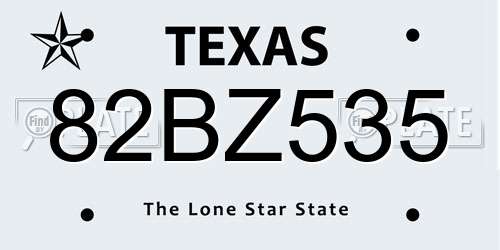 82BZ535 Texas License Plate