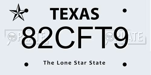 82CFT9 Texas License Plate