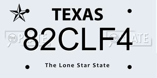 82CLF4 Texas License Plate