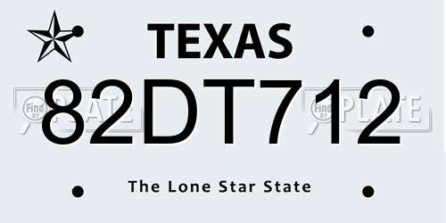 82DT712 Texas License Plate