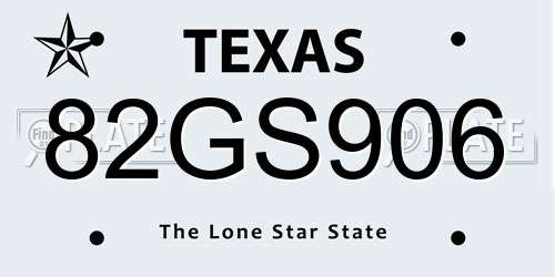 82GS906 Texas License Plate