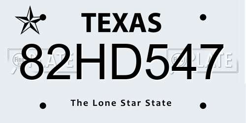 82HD547 Texas License Plate