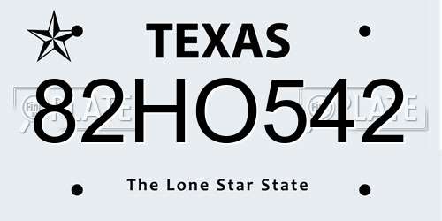 82HO542 Texas License Plate
