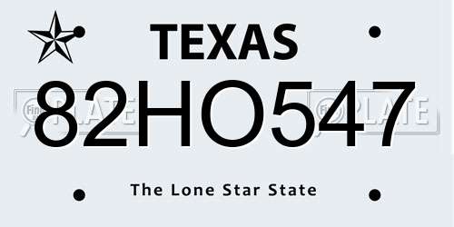 82HO547 Texas License Plate