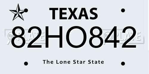 82HO842 Texas License Plate