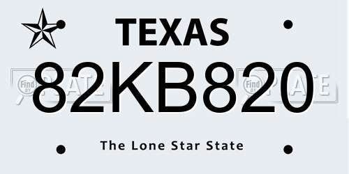 82KB820 Texas License Plate