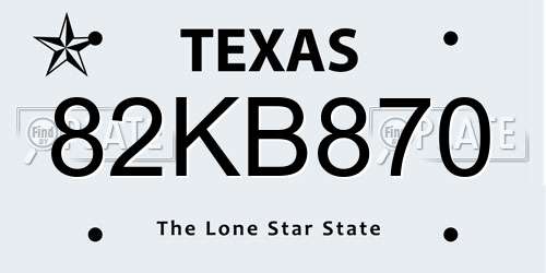 82KB870 Texas License Plate