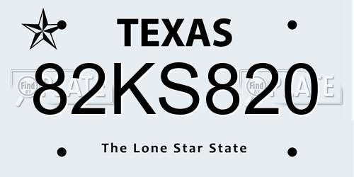 82KS820 Texas License Plate