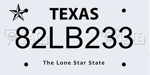 82LB233 Texas License Plate