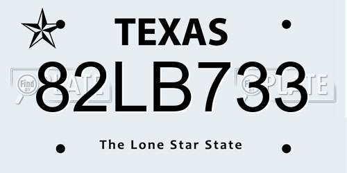 82LB733 Texas License Plate