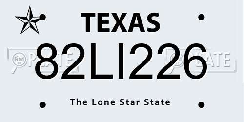 82LI226 Texas License Plate