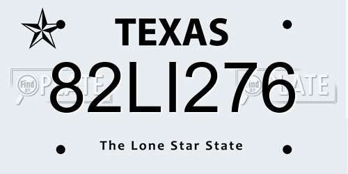 82LI276 Texas License Plate