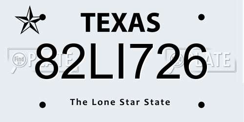 82LI726 Texas License Plate