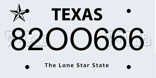 82OO666 Texas License Plate