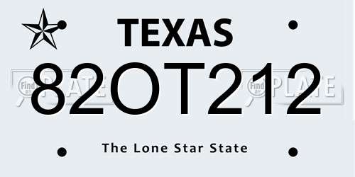 82OT212 Texas License Plate
