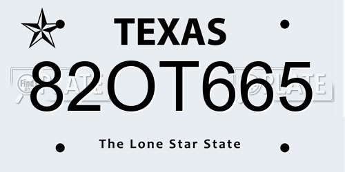 82OT665 Texas License Plate