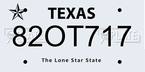 82OT717 Texas License Plate