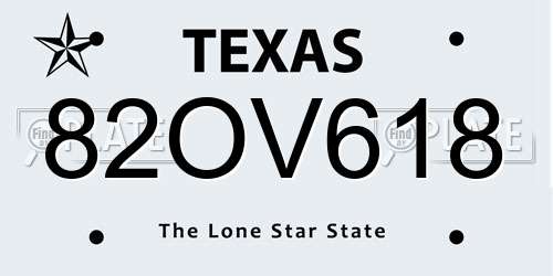 82OV618 Texas License Plate