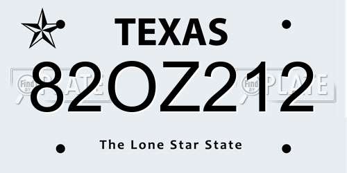 82OZ212 Texas License Plate