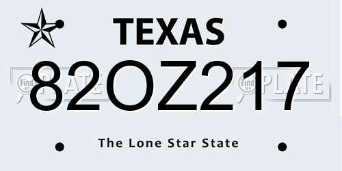 82OZ217 Texas License Plate