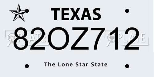 82OZ712 Texas License Plate
