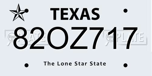 82OZ717 Texas License Plate