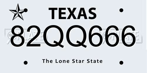 82QQ666 Texas License Plate