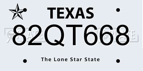82QT668 Texas License Plate