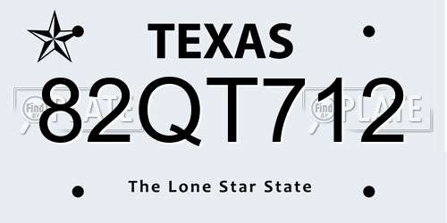82QT712 Texas License Plate