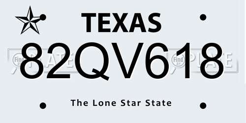 82QV618 Texas License Plate