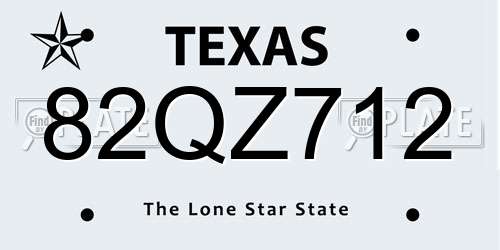 82QZ712 Texas License Plate