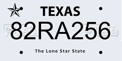 82RA256 Texas License Plate