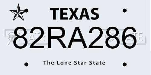 82RA286 Texas License Plate