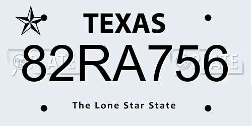 82RA756 Texas License Plate