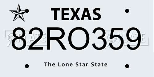 82RO359 Texas License Plate