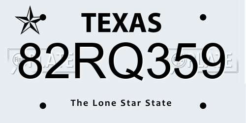 82RQ359 Texas License Plate